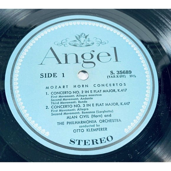 Mozart Horn Concertos Alan Civil Otto Klemperer Classical LP Angel Orchestra - Picture 3 of 7
